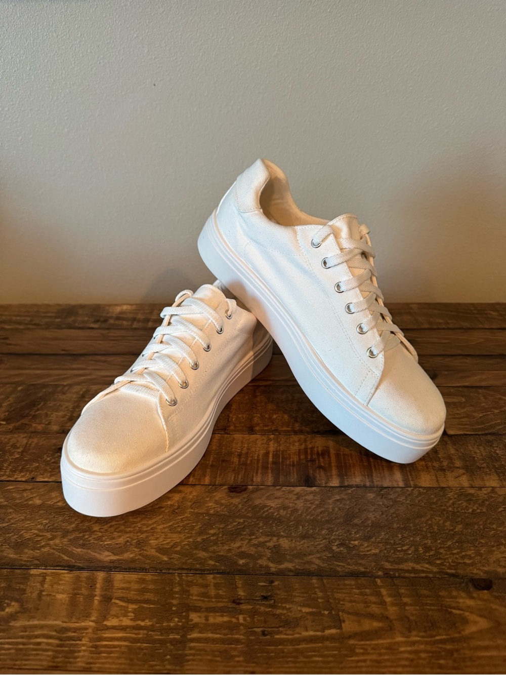ASOS White Platform Canvas Sneakers - Women's Size 10/41
